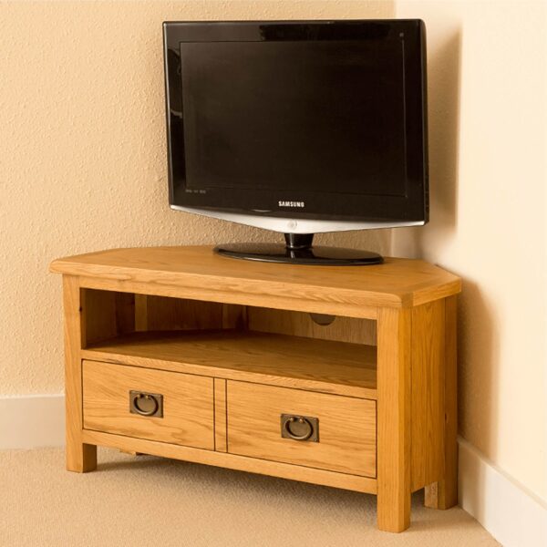 Ocazia Rustic Oak Corner TV Stand – Space-Saving Media Console for Living Room - Image 3