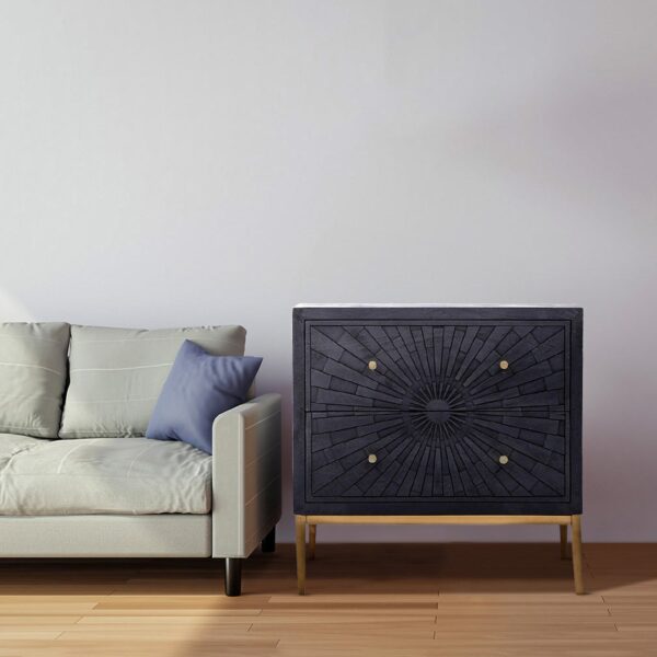 Ocazia Mandala Carved 2-Drawer Chest – Compact Storage with Artistic Design