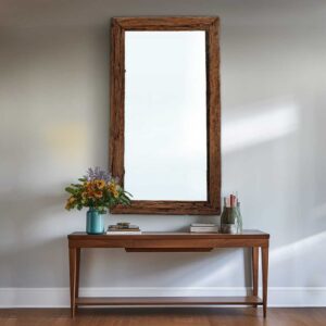 Ocazia Reclaimed Wood Wall Mirror – Rustic Framed Mirror for Living Room or Hallway