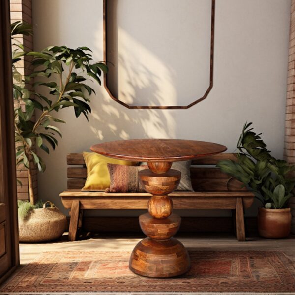 Ocazia Sculptured Mango Wood Coffee Table – Handcrafted Statement Living Room Centerpiece