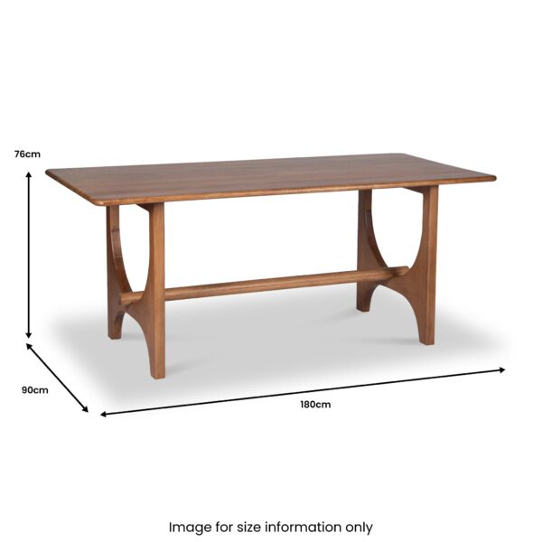 Ocazia 180cm Curved Mango Wood Dining Table – Natural Solid Wood Statement Piece - Image 6
