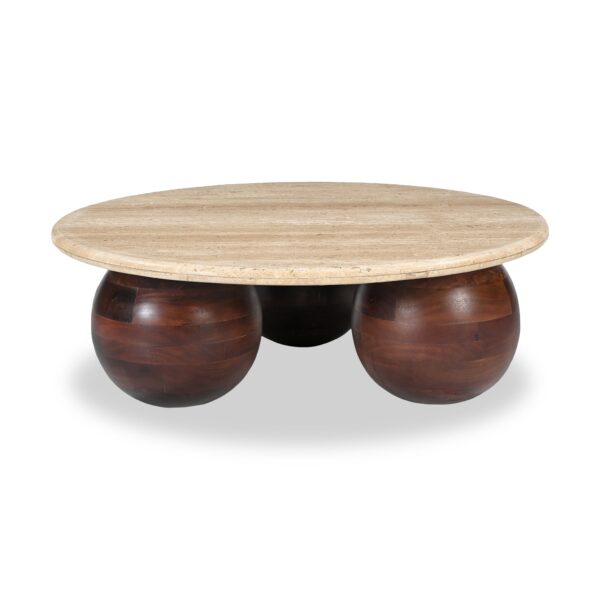 Ocazia Travertine-Style Round Coffee Table – Modern Stone-Look Centerpiece - Image 2