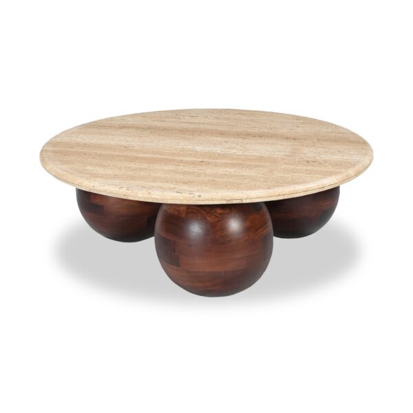 Ocazia Travertine-Style Round Coffee Table – Modern Stone-Look Centerpiece - Image 3